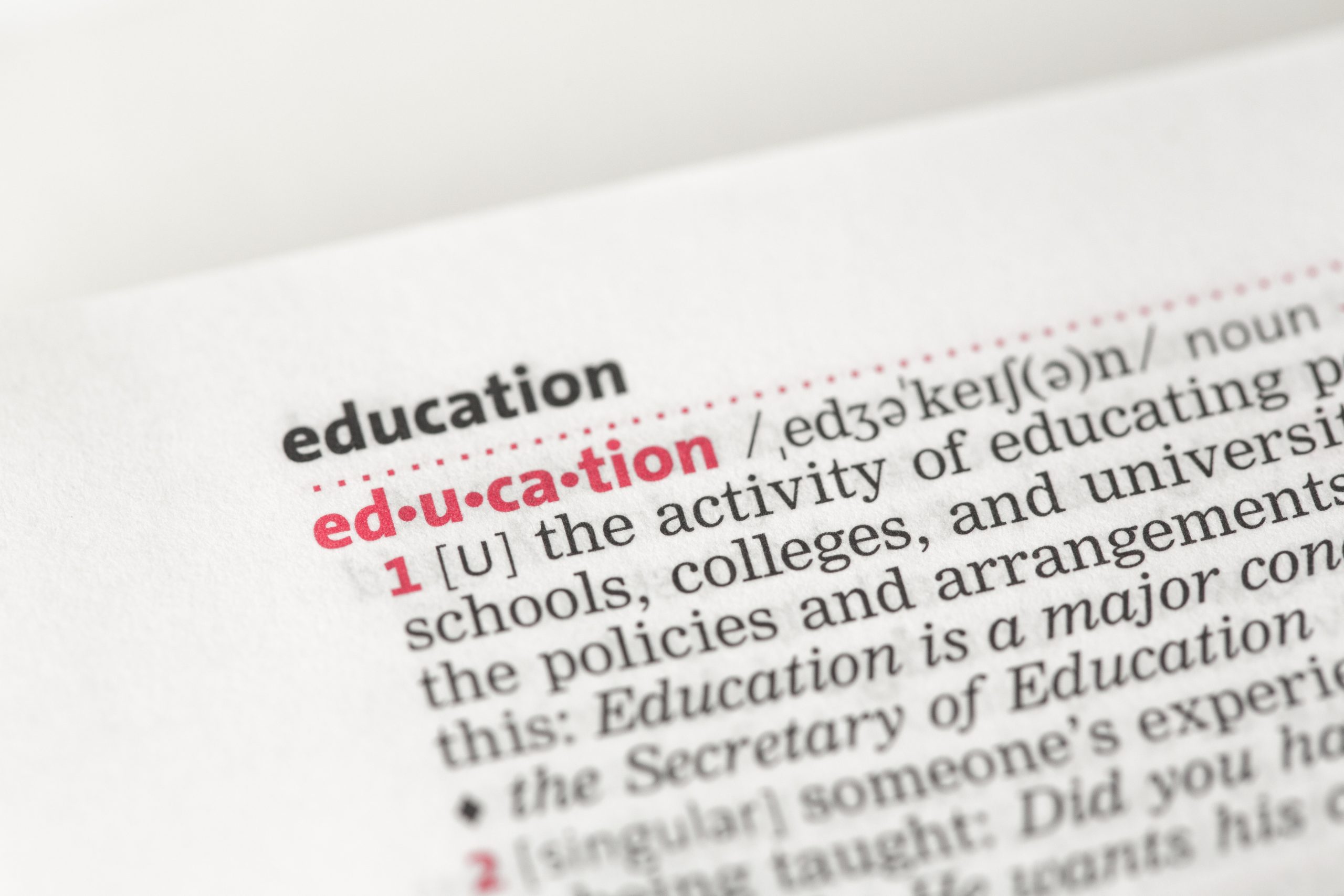 Dictionary definition of education